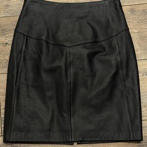 Black Vintage Dana Brooke Leather Pencil Skirt
